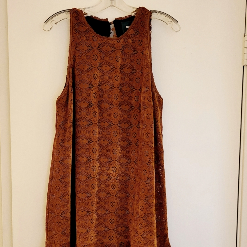 Anthropologie Brown Lace Midi Dress